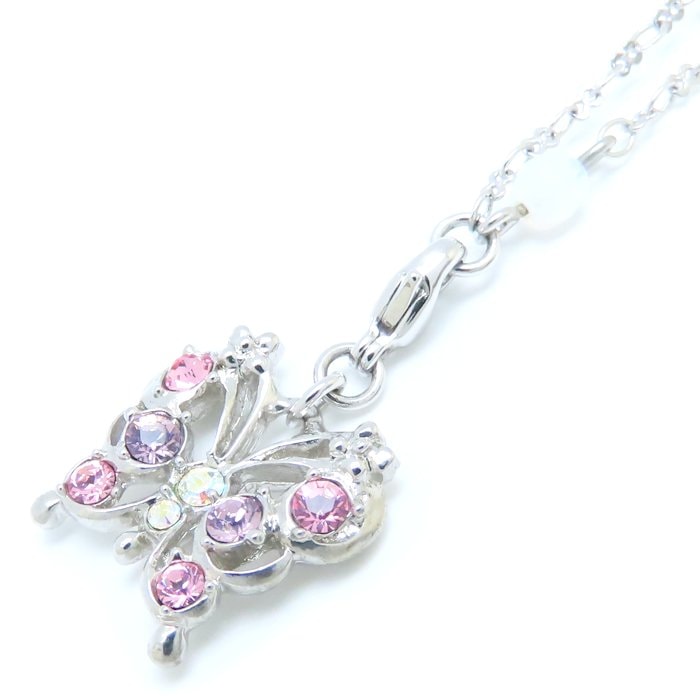 バタフライ ネックレス ラインストーン 蝶モチーフ シルバーメッキ/293820【中古】