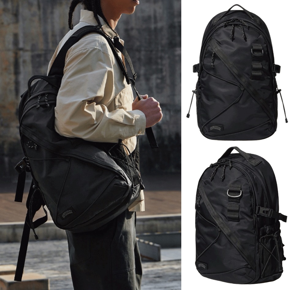 25SS CORDURA ARCH LOGO DIAGONAL WEBBING BACKPACK - BLACK