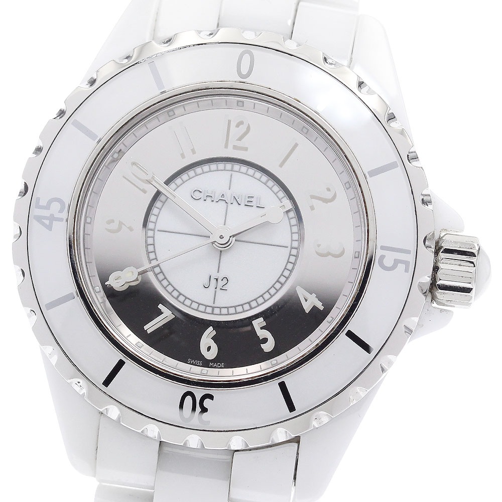 シャネル CHANEL H4861 J12 ミラー 白セラミック クォーツ レディース _918668【中古】
