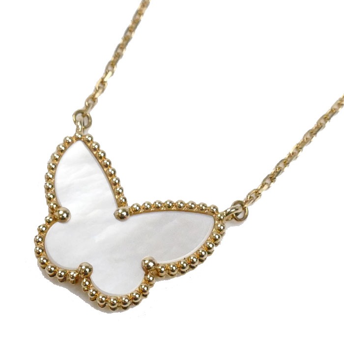 Van Cleef & Arpels ヴァンクリーフ＆アーペル K18YG イエローゴールド ラッキーアルハンブラ パピヨン ネックレス VCARD99500 レディース 中古