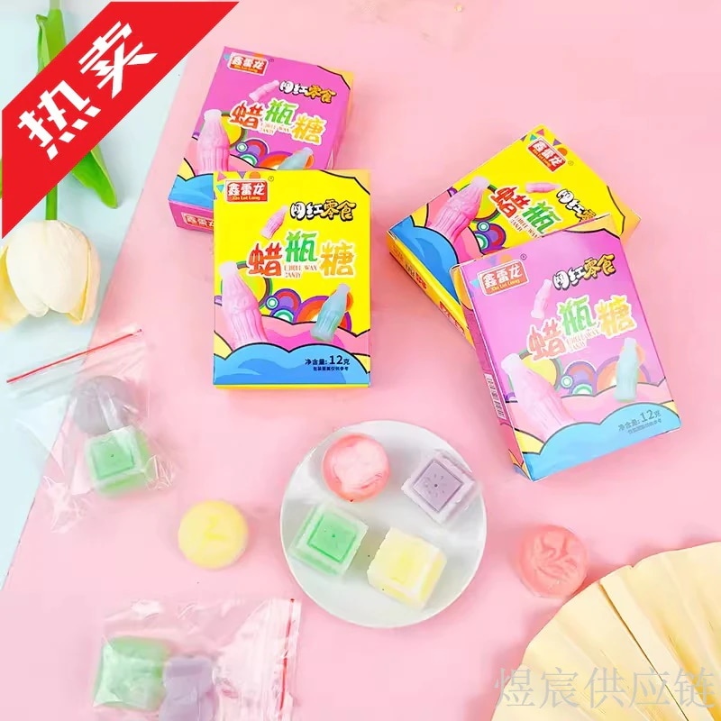 中国お菓子ワックスボトルキャンディーフルーツ風味のポップアップワックスボトルキャンディーは飲み込めませんレジャースナック減圧商人が屋台を設置します