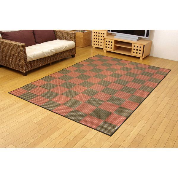 純国産/日本製 い草花ござカーペット 銀河 レッド（赤） 江戸間3畳（約174261cm） 抗菌＆防臭効果 22,977円