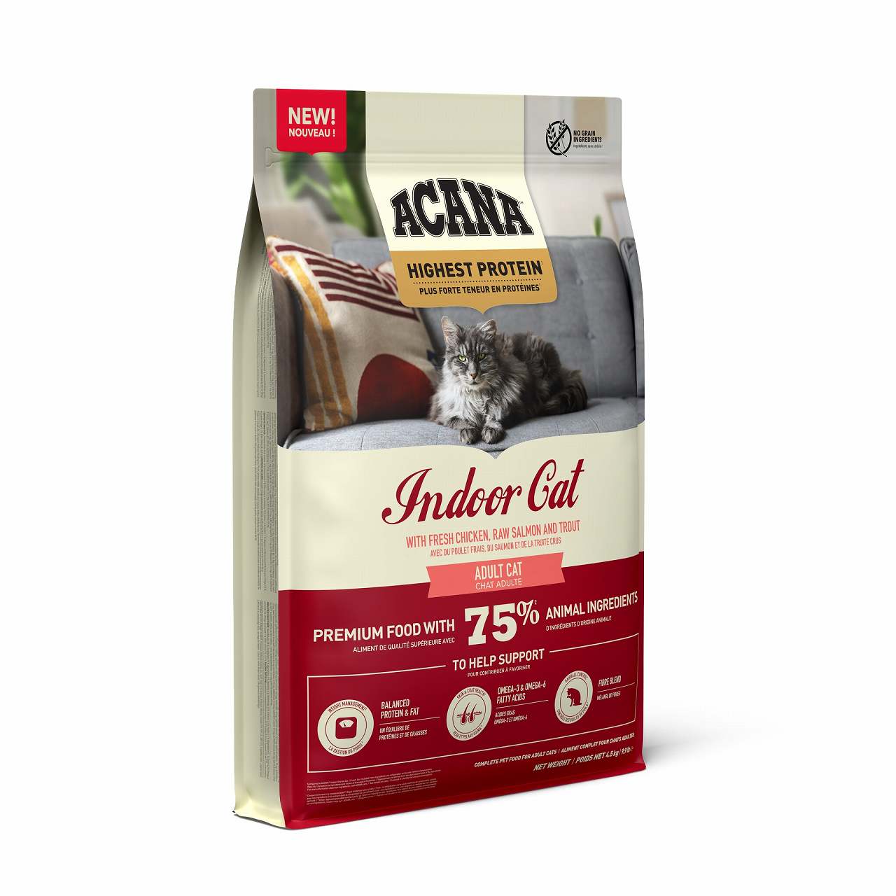 アカナ　ハイエストプロテイン　インドアキャット　（ダイエット用・室内猫用） 4.5kg【キャットフード】【正規品】