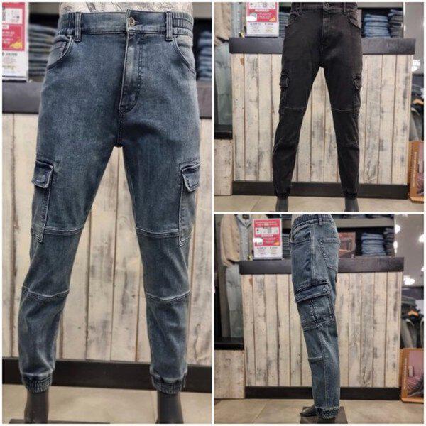 共用デニムカーゴバンディングジョガーパンツ BK/Dトーン_US