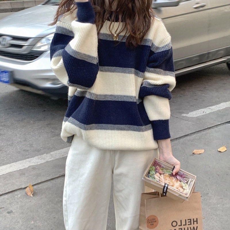 トップス ニットソー 袖あり 長袖 萌袖 カジュアル 大人 おしゃれ お洒落 レトロ 大人可愛い 大人女子 こなれ感 ラフ スポーティー ルーズ クール エレガント ボーダー 春 秋 冬 10代 4,674円