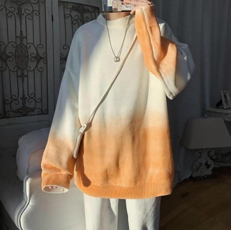 韓国のファッション 新しい秋と冬ティーンエイジャーレトロ ゆった ラウンドネックカジュアルルーズニットセーター 88NM19