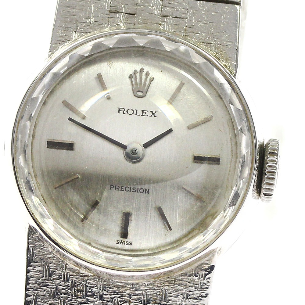 ロレックス ROLEX 2637 プレシジョン K18WG Cal.1400 カットガラス 手巻き レディース _764214【ev20】【中古】