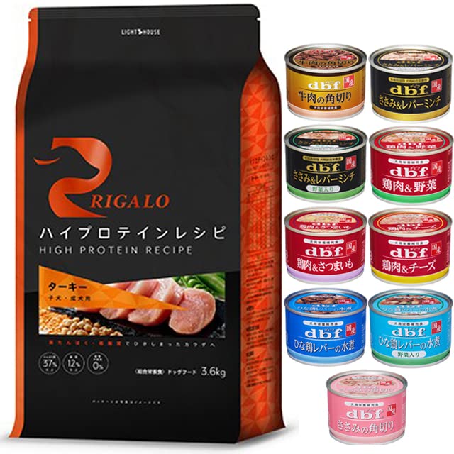 リガロ ドックフード ハイプロテインレシピ 子犬 成犬用 ターキー 3.6kg【缶詰 1缶プレゼント付きd150】