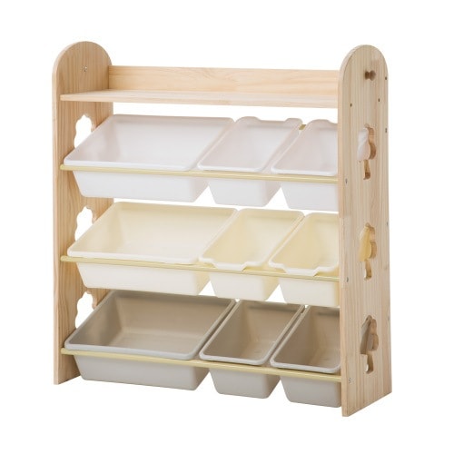 【値上げ予定 12月16日～】【人気商品】おもちゃ收纳4段拉克库子ども用家具天然木
