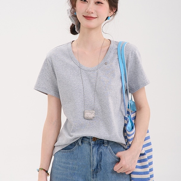 トップス カットソー 半袖 Uネック プルオーバー ミディアム丈 かわいい 大人可愛い きれいめ シンプル 上品 おしゃれ かっこいい カジュアル こなれ感 個性的 主役級 存在感 抜け感 春 夏 5,702円