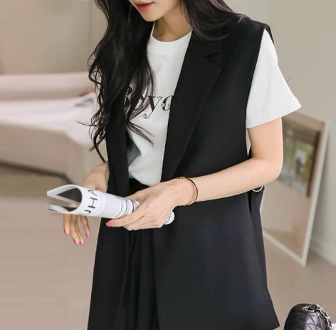 レディース トップス ベスト オフィス ビジネス 双子 韓国 コーデ 楽ちん