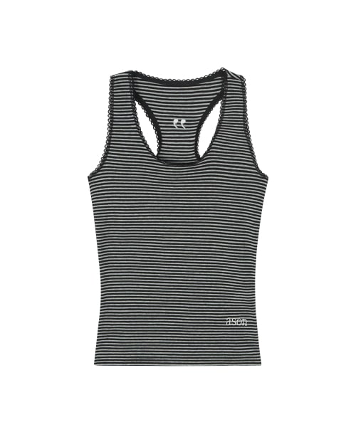 【AS"ON】 RIPPLE STRIPE SLEEVELESS / BLACK 正規品