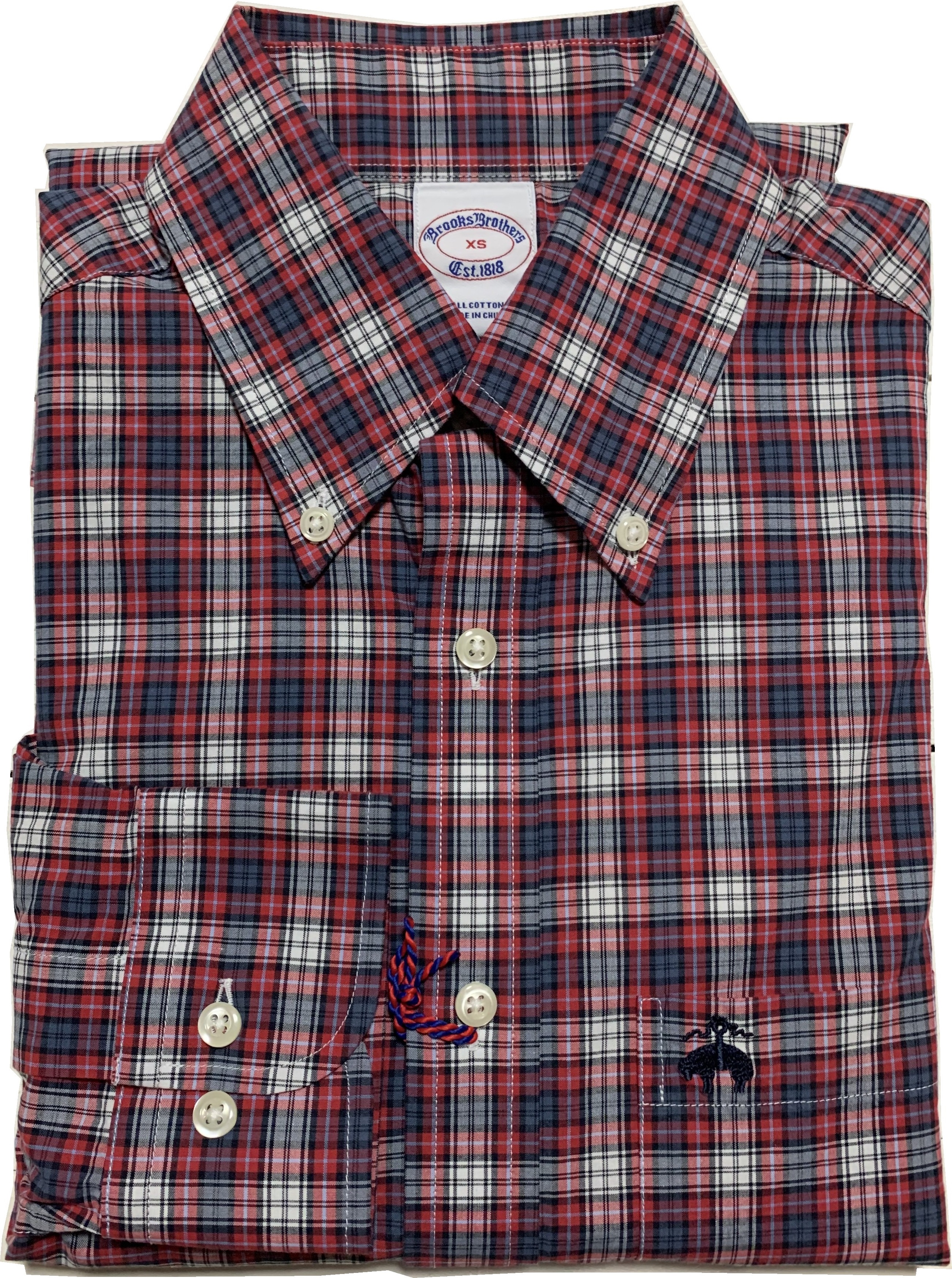 長袖 ワンポイント ボタンダウンシャツ チェック レッド メンズ Brooks Brothers BB2-046