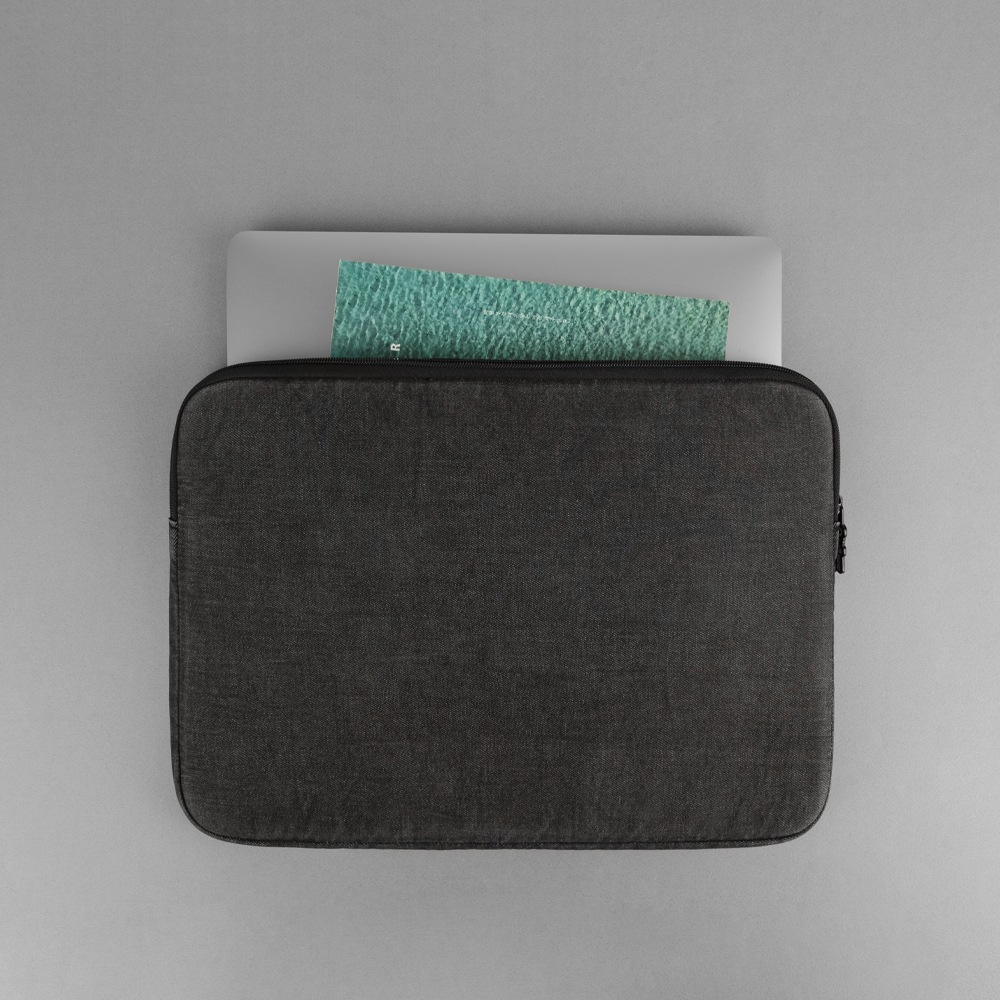 ストーンウォッシングデニムラップトップポーチ