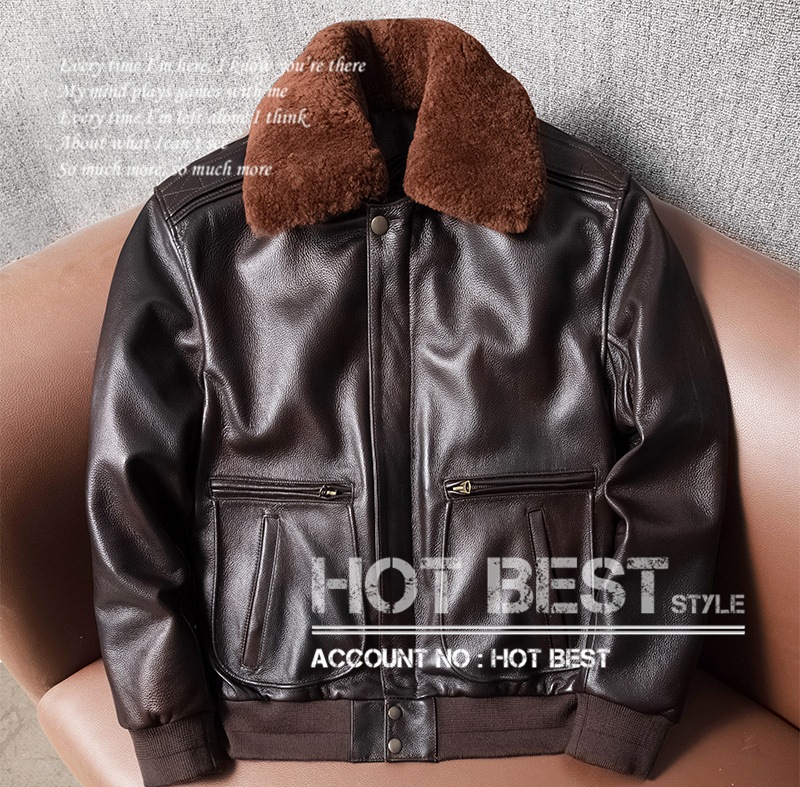 カウハイド TYPE G-1 フライトジャケット 中綿 ボマー ボンバー 襟 ムートン レザー 羊毛 牛革