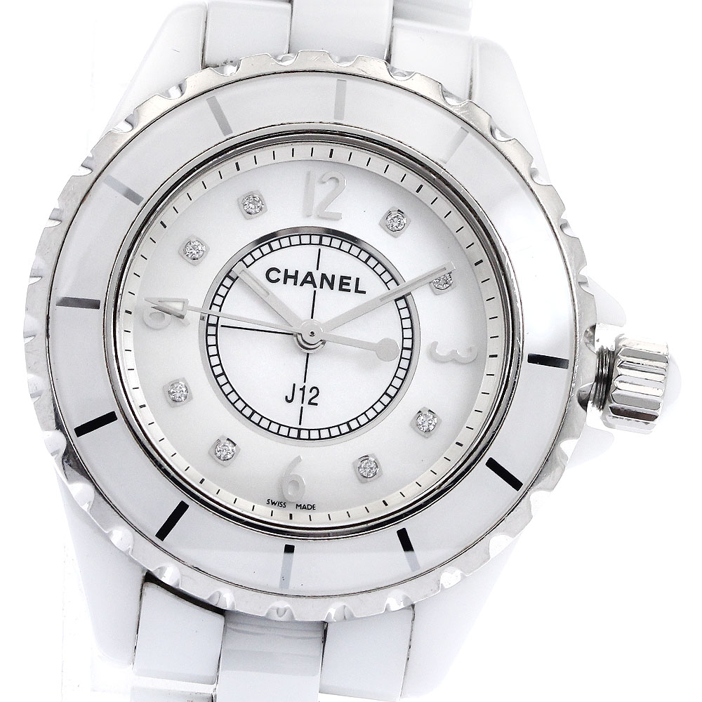 訳あり シャネル CHANEL H2422 J12 33ｍｍ 白セラミック 8Pダイヤ クォーツ レディース _883998【中古】