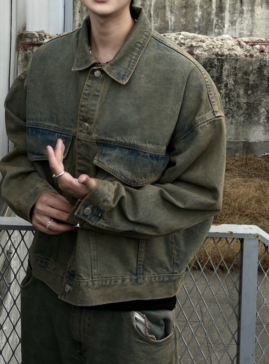 Washed trucker denim jacket