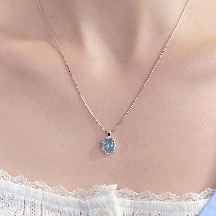 aquamarine cabochon necklace おしゃれ 韓国芸能人着用 韓国ファッション