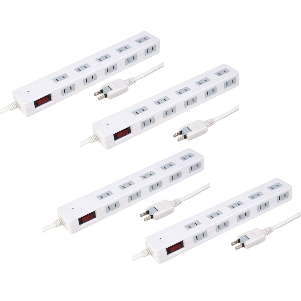 【お得な4個セット】マグネット付 電源タップ コンセント10口 延長コード 1500W 電源コード2m 18ヵ月保証 雷ガード ブレーカー 一括集中スイッチ スイングプラグ OAタップ ホワイト