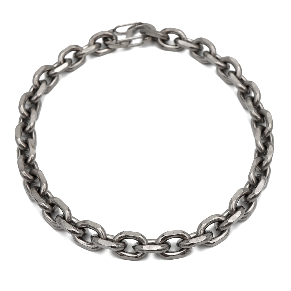 チタン 小豆チェーンブレスレット幅7mm [b554-silver-7mm]