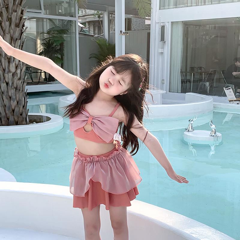 3日以内出荷水着キッズ 女の子 現品 かわいいセパレートガールリボンスカート子供服 レディース 子供 韓国ファッション