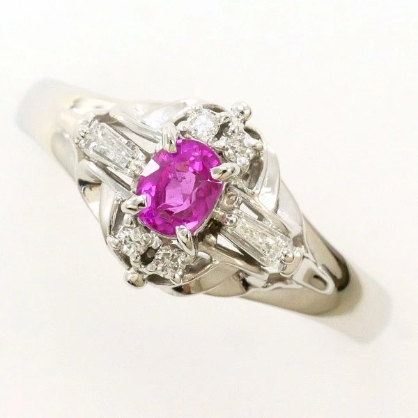 PT900 プラチナ リング 11号 ルビー 0.37 ダイヤ 0.09 中古