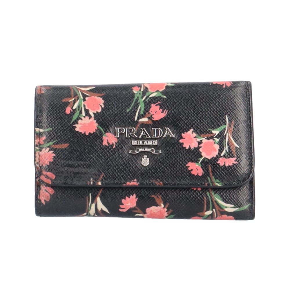 プラダ 花柄 サフィアーノ キーケース レザー 1PG222 PRADA 中古