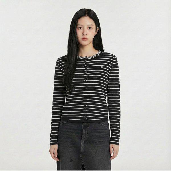 女性ストライプのロゴカーディガンセットアップ10560-140-201-15A-SH