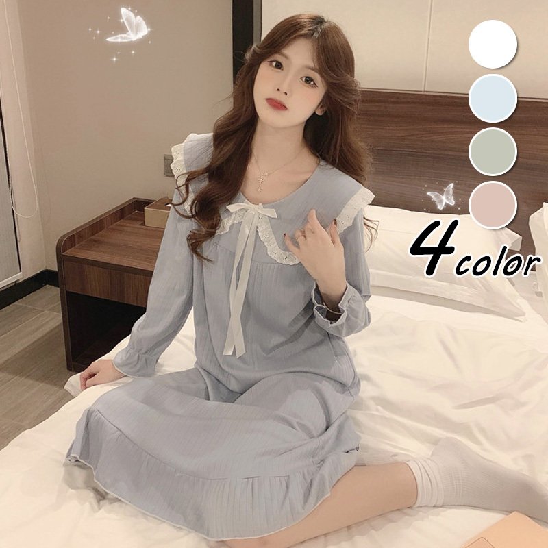 【20点セット】メガ割ネグリジェ 姫 ネグリジェ 長袖ワンピース レースフレアネグリジェ ロング丈 ウェア パ