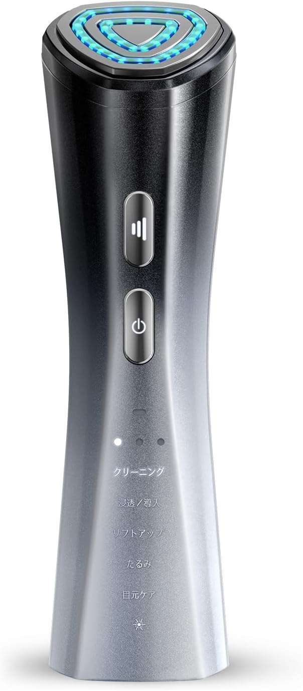 美顔器 美容器 自宅用美顔器 RF美顔器 イオン導出 イオン導入 EMS 微電流 LED 1台多役 6種類モード 3段階レベル ４色光エステ 目元ケア 肌ケア 口元ケア 温冷ケア 冷感機能 USB 多