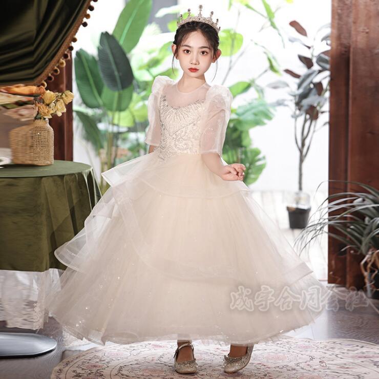 新しい秋のスタイル チュールドレス プリンセスドレス ピアノ発表会 結婚式 花嫁 ワンピース 女の子ドレス フォーマル 七五三 ジュニアドレス 誕生日 パーティー ロング丈 100-160cm Luc