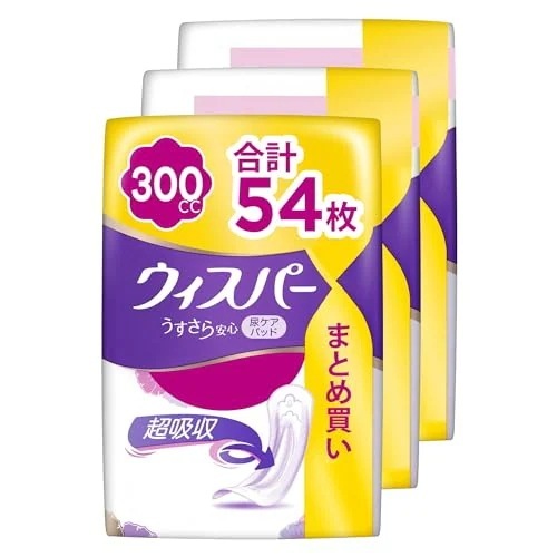 うすさら安心 300cc 54枚 (18枚×3パック) (尿漏れパッド 尿とりパッド 女性用)【安心用】