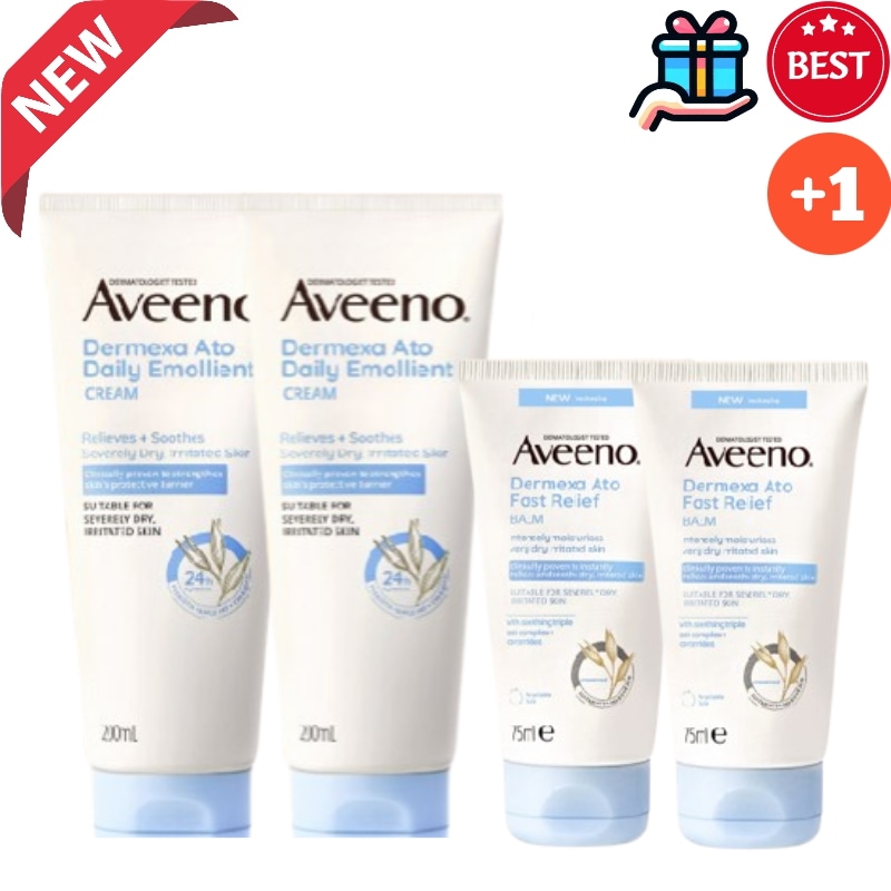[大容量ボディケアセット] NEW ザメクサ アト デイリー エモリエント クリーム 200ml*2AE + ファースト リリーフ バーム 75ml*2AE 保湿クリーム モイスチャークリーム 吸収力