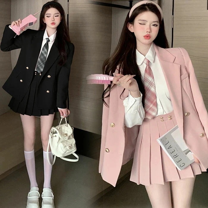 【急速出荷!】スカートスーツ レディース スクール JK 制服 女の子 フォーマルスーツ 卒業式 入学式 卒園式 4点セット セットアップ ジャケット スカート 体型カバー 春 秋 お洒落 着痩せ シ