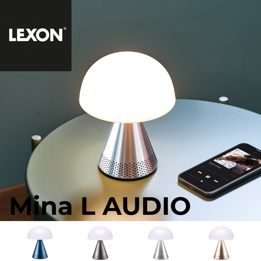 【国内正規品】Mina L Audio ポータブルLEDランプ ポータブルスピーカー 9色ライト IPX4 防水 Qi(ワイヤレス)充電対応 USB-C充電式バッテリー 最大65ルーメ
