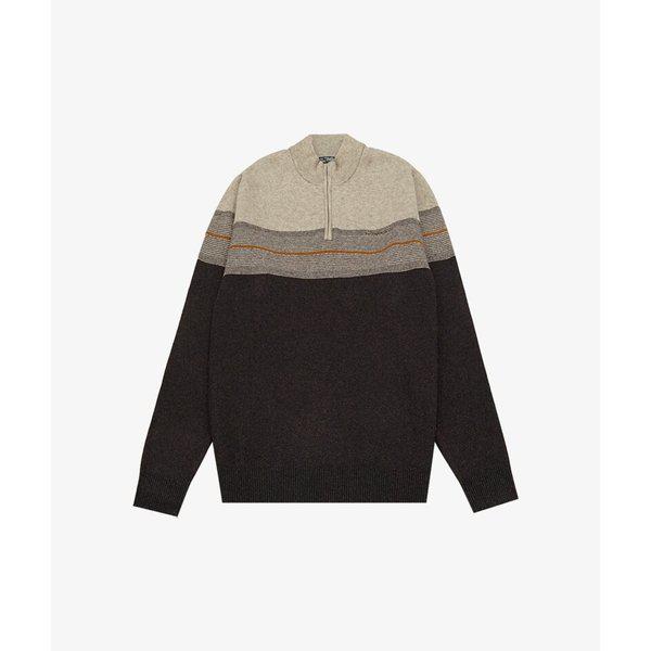 ストライプハーフジップアップニットCDAAAKR4334