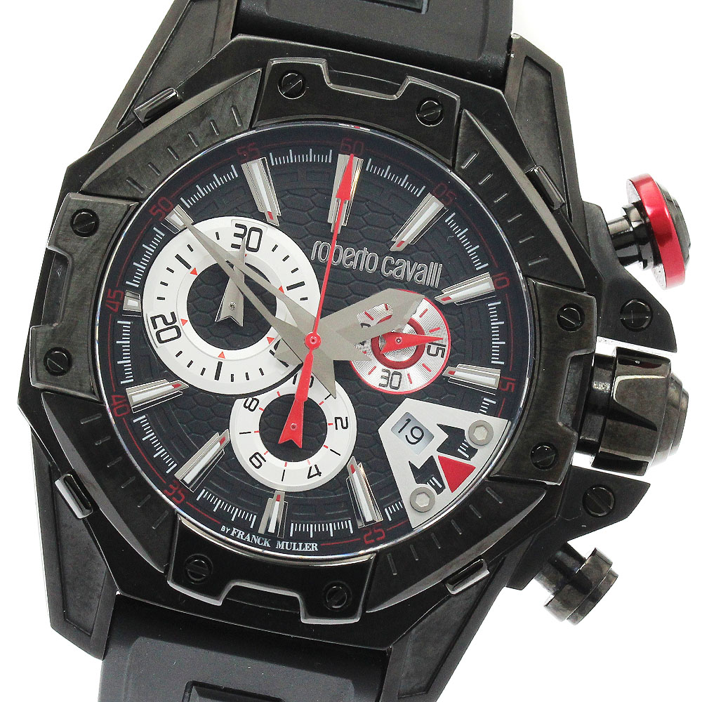 ロベルトカヴァリ Roberto Cavalli RV1G057P0051 by.フランクミュラー デイト クロノグラフ クォーツ メンズ 箱・保証書付き_931850【中古】