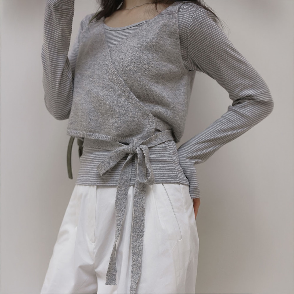 マイベルクロップラップストラップニットビスティエ