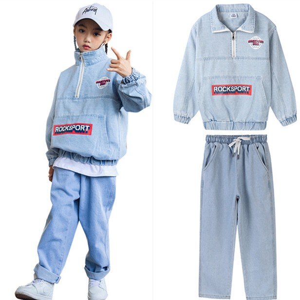 キッズダンス衣装 単品売り ダンス衣装 ヒップホップ ヒップホップ衣装 キッズ ダンス 衣装 ジーンズ デニムジャケット ヒップホップ ロングパンツ