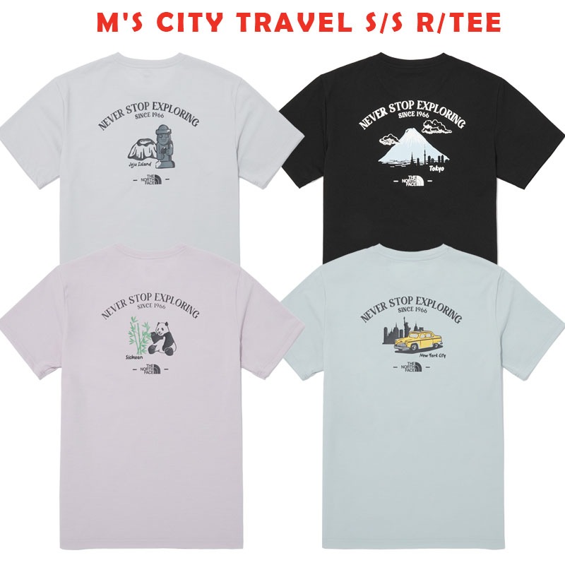 韓国正規品保証 関税負担なし NT7UQ12A MS CITY TRAVEL S/S R/TEEデイリー 基本 着装 男子 女子 人気 韓国 ファッション 男女共用 アウトドア