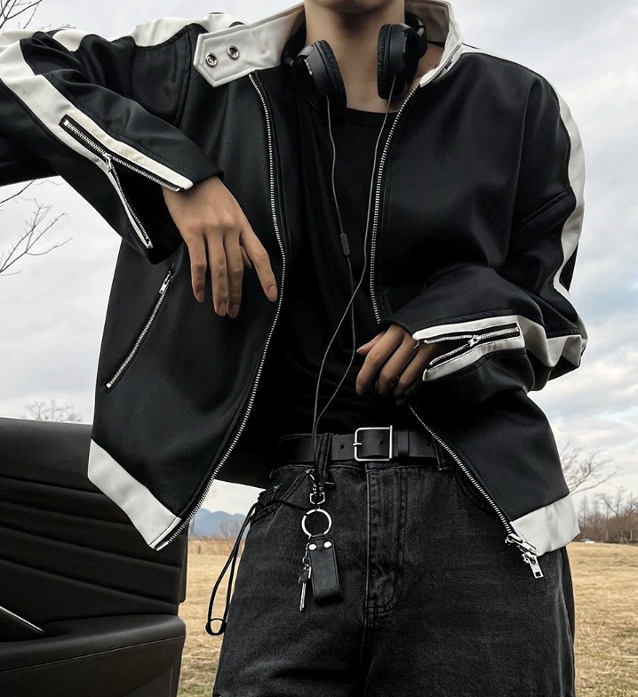 [COSYHARU公式]way leather biker jacket