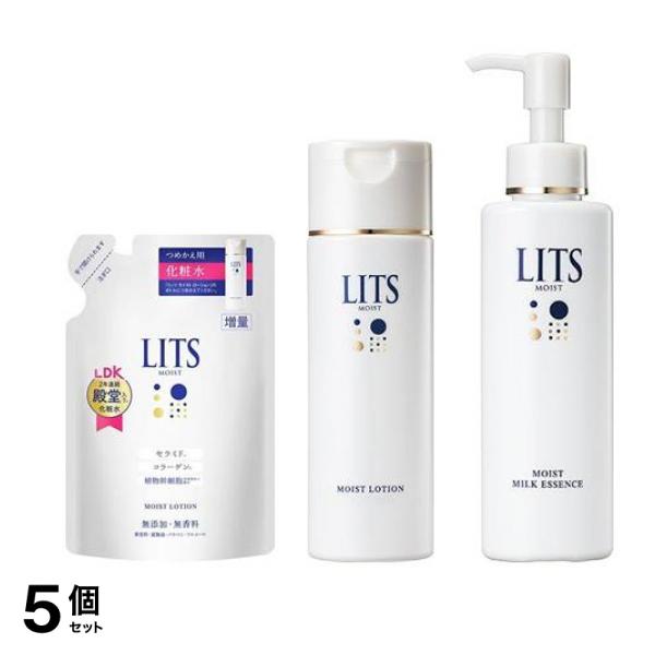 ＬＩＴＳ（リッツ） モイストローション とろみ化粧水 無香料 詰め替え用 165mL &とろみ化粧水 無香料 本体ボトル 190mL＆ミルク美容液 100mL 5個セット