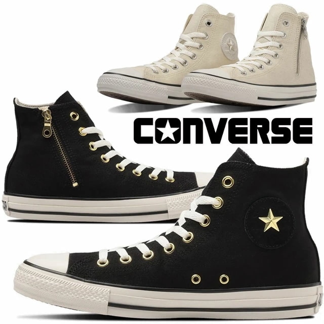 コンバース ハイカット スニーカー メンズ オールスター スタッズパッチ Z ハイ サイドファスナー カジュアルシューズ 31312680 ブラック 黒 31312682 オフホワイト 白 靴