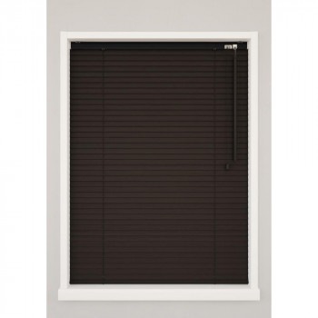 ウッドブラインド ポール右操作（50cm） 25mm幅 幅88cmx高さ108cm マットチョコレートブラウン