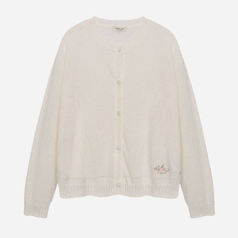 フラワー刺繍のラウンドネックカーディガン T264MCD237W