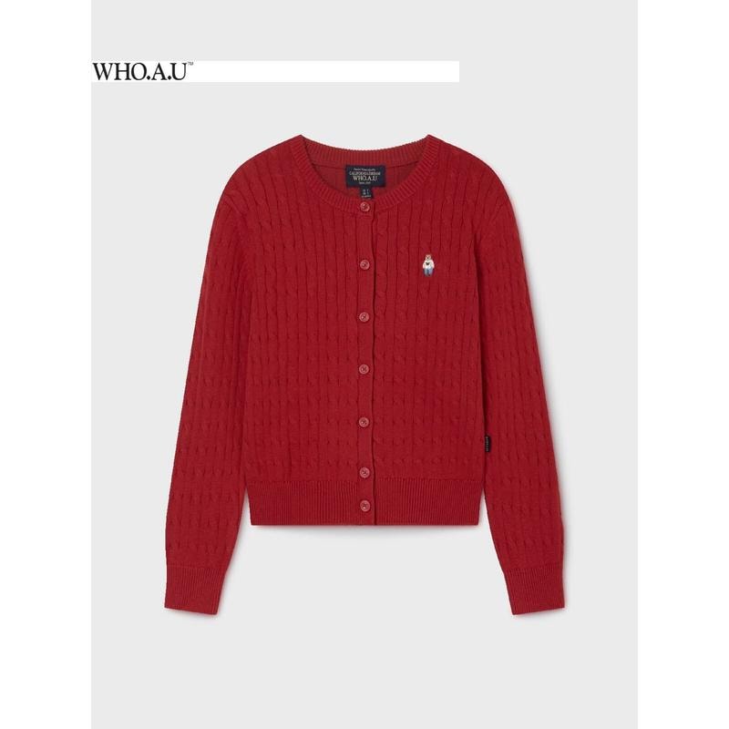 W.A.U Steve Cable Cardigan(RED)-WHCKG2211F