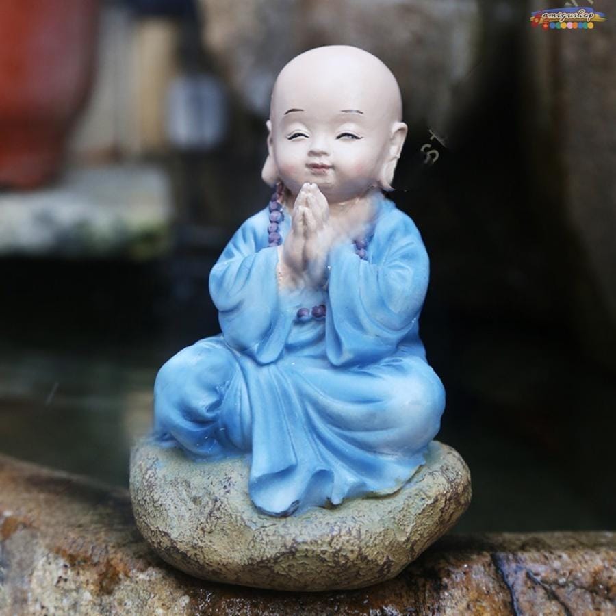 和尚 坊ちゃん 小坊主 ミニ置物 オーナメント 可愛い 和風 車用アクセサリー 仕事順調 良い事 寓意 置物 手のひらサイズ インテリア オフィス 机の上 ギフト