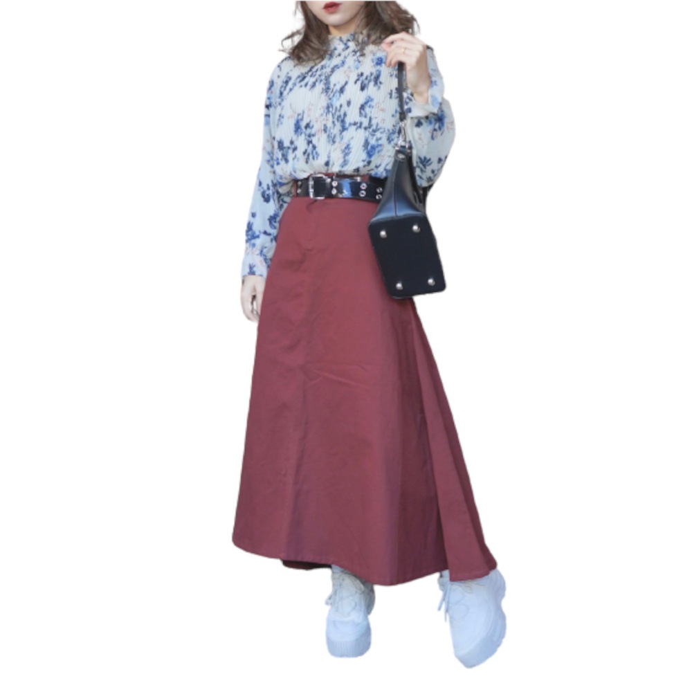Chino Long A-Line Skirt (Bordeaux) A,D,G レディース ボトムス