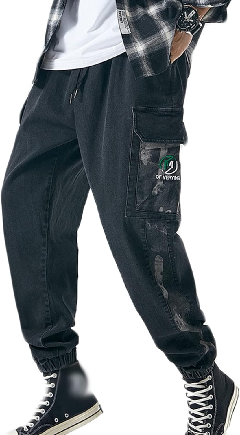 デニムパンツ メンズ ロングパンツ Gパン デニム JEANS 細身 男性 スポーツ ファッション 厚手 太め ポケット付き ゴムひも カジュアル ストリート hiphop系 春夏秋 ビター