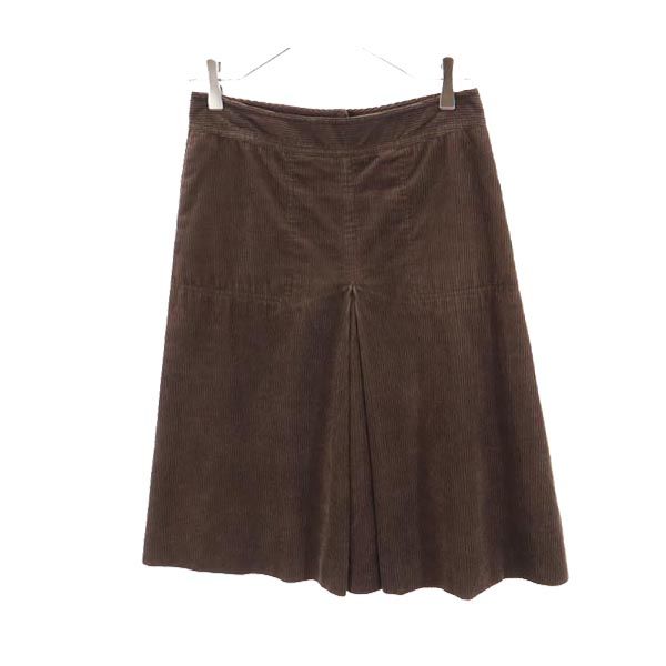 フランス製 ミディ丈 コーデュロイ スカート T34 ブラウン レディース